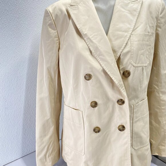 Tory Burch Women’s Polished Poplin Double-Breasted Jacket Size 12 Palestone - Picture 12 of 15